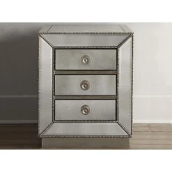 Currin Contemporary Mirror 3 Drawer Nightstand Silver - Baxton Studio -Baxton Studio GUEST d8f2e2c0 2f75 45ad be34 903e6127d923