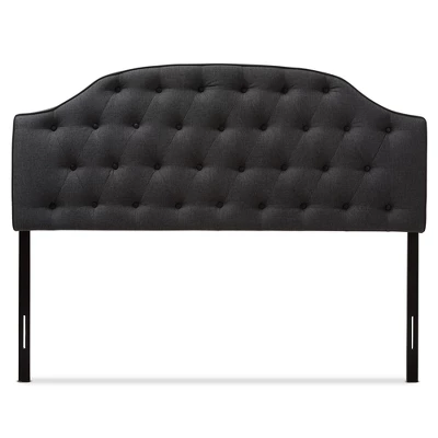 Queen Windsor Modern And Contemporary Fabric Upholstered Scalloped Buttoned Headboard Dark Gray - Baxton Studio 3 Queen Windsor Modern And Contemporary Fabric Upholstered Scalloped Buttoned Headboard Dark Gray - Baxton Studio