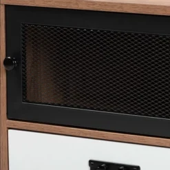 Hubbard Two-Tone Wood And Metal 1 Drawer Nightstand Natural Brown/Black/White - Baxton Studio -Baxton Studio GUEST d948038e 6c73 426d 9857 8f4ea124a7da