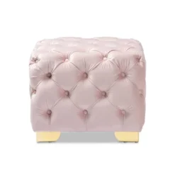 Avara Velvet Finished Button Tufted Ottoman Pink - Baxton Studio -Baxton Studio GUEST d95fbcf1 8985 4128 862b 25807beccd58