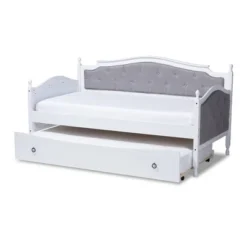 Twin Marlie Upholstered Daybed With Trundle Gray/White - Baxton Studio -Baxton Studio GUEST d96426e2 a7d4 43cb 8079 708e5f4be5d4
