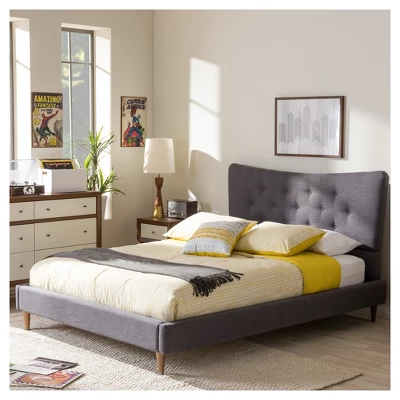 Hannah Mid - Century Modern Fabric Platform Bed - Baxton Studio 6 Hannah Mid - Century Modern Fabric Platform Bed - Baxton Studio - Image 4