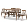5pc Wyatt Midcentury Modern Walnut Wood Dining Set Beige/Brown - Baxton Studio -Baxton Studio GUEST da8024c0 60af 4822 97df 9a5fe205a2fd