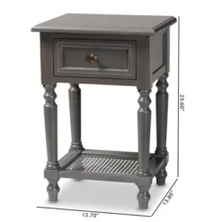 Sheldon Vintage Wood 1 Drawer Nightstand Gray - Baxton Studio -Baxton Studio GUEST dbaa51c6 43f2 44f8 9adc 2e7336967467
