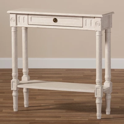 Ariella Whitewashed 1 Drawer End Table White - Baxton Studio 9 Ariella Whitewashed 1 Drawer End Table White - Baxton Studio - Image 7