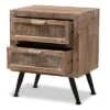 Calida Wood And Rattan 2 Drawer Nightstand Brown - Baxton Studio -Baxton Studio GUEST dc107288 4b26 4e87 a46e 5bfb418c527e