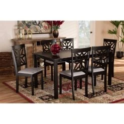 7pc Dallas Fabric Upholstered And Wood Dining Set - Baxton Studio 14 7pc Dallas Fabric Upholstered And Wood Dining Set - Baxton Studio -Baxton Studio GUEST dc6f77f3 6943 4d4f 9b68 8d49f00634a6