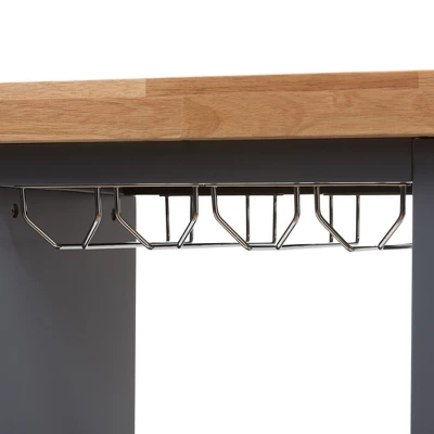 Sunderland Coastal And Farmhouse Natural Wood Kitchen Cart Gray, Light Brown - Baxton Studio 2 Sunderland Coastal And Farmhouse Natural Wood Kitchen Cart Gray, Light Brown - Baxton Studio