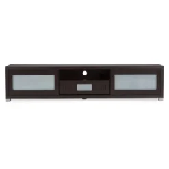 Gerhardine Wood Cabinet With 2 Sliding Doors And Drawer TV Stand For TVs Up To 85" Dark Brown - Baxton Studio -Baxton Studio GUEST ddd77a47 31f3 4b0e 88fe 3afba6f7acf6
