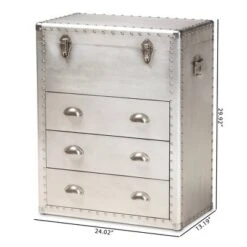 Serge Metal 3 Drawer Accent Storage Chest Silver - Baxton Studio -Baxton Studio GUEST de314f17 ae2d 4cf0 a3a0 2475f8c80da7