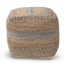 Grange Handwoven Hemp Moroccan Inspired Pouf Ottoman Natural/Gray - Baxton Studio -Baxton Studio GUEST de6c9ef5 4225 4aca 9d5e 182b4ee5e55f