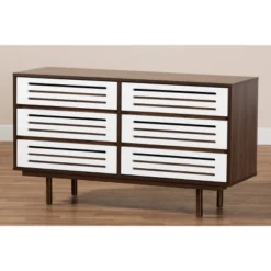 6 Drawer Wood Dresser And Meike Two-Tone Walnut/White - Baxton Studio -Baxton Studio GUEST df00f494 bfd0 4630 91bb ed820923de76