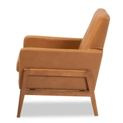 Perris Mid-Century Faux Leather Upholstered Wood Lounge Chair Walnut/Brown - Baxton Studio -Baxton Studio GUEST df1afac5 c920 4541 9d3c 2b42321c976b
