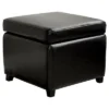 Full Leather Small Storage Cube Ottoman Black - Baxton Studio