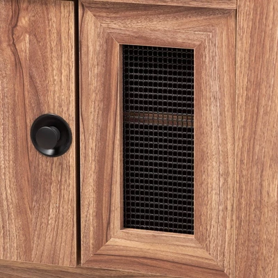 2 Door Valina Faux Leather Wood Shoe Storage Bench With Cabinet Brown - Baxton Studio 4 2 Door Valina Faux Leather Wood Shoe Storage Bench With Cabinet Brown - Baxton Studio - Image 2