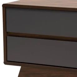 2 Drawer Koji Two-Toned Wood TV Stand For TVs Up To 65" Gray/Walnut - Baxton Studio -Baxton Studio GUEST dff0c49b a7db 402b b8ab d247723011f1