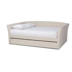 Delora Upholstered Daybed With Trundle Beige - Baxton Studio -Baxton Studio GUEST e0bb575f a943 4f2c a617 d6cfcb451562