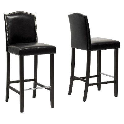 Set Of 2 Libra Modern Barstools With Nail Head Trim Black - Baxton Studio 2 Set Of 2 Libra Modern Barstools With Nail Head Trim Black - Baxton Studio