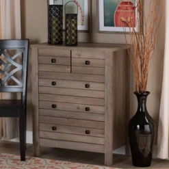 Derek Natural Wood 5 Drawer Chest Brown - Baxton Studio -Baxton Studio GUEST e1633901 fcdb 4b04 814c 81b7fb8abf10
