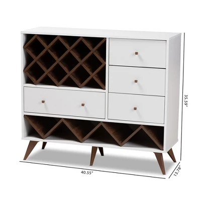 Baxton Studio Savino And Walnut Finished Wood Wine Cabinet White/Brown - BaxtonStudio 5 Baxton Studio Savino And Walnut Finished Wood Wine Cabinet White/Brown - BaxtonStudio - Image 3