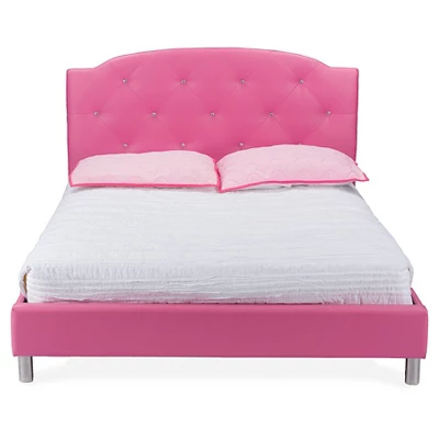Queen Canterbury Modern And Contemporary Faux Leather Platform Bed Hot Pink - Baxton Studio 3 Queen Canterbury Modern And Contemporary Faux Leather Platform Bed Hot Pink - Baxton Studio
