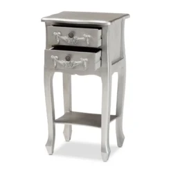 Eliya Brushed Wood 2 Drawer Nightstand Silver - Baxton Studio -Baxton Studio GUEST e235ca74 53d9 452e 8388 9fc966b19aa4