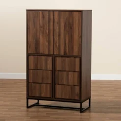 Neil Wood And Metal Storage Cabinet Brown/Black - Baxton Studio -Baxton Studio GUEST e28eef7d 2f5f 40bb 9666 9fac71cf1c85