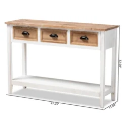 Benedict Two-Tone Wood 3 Drawer Console Table White/Oak - Baxton Studio -Baxton Studio GUEST e2b6a2db 2fd4 4081 98a3 4b71babdae72