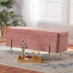 Rockwell Blush Velvet Metal Storage Bench Pink/Gold - Baxton Studio 18 Rockwell Blush Velvet Metal Storage Bench Pink/Gold - Baxton Studio -Baxton Studio GUEST e2d0b5c0 5f79 4004 a6f7 bca25facf698