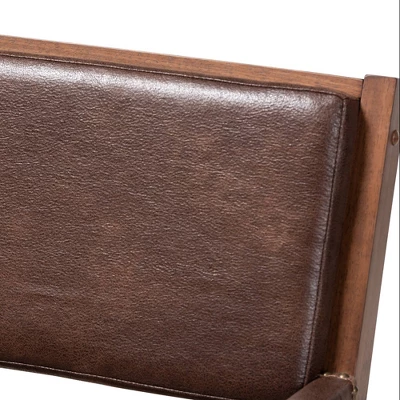 Rovelyn Faux Leather Walnut Finished Wood Lounge Chair Brown - Baxton Studio 8 Rovelyn Faux Leather Walnut Finished Wood Lounge Chair Brown - Baxton Studio - Image 6