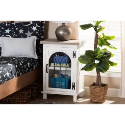 Faron Wood 1 Door Nightstand White/Oak Brown - Baxton Studio -Baxton Studio GUEST e3e81f02 2800 45fb 8dc1 c1b885fbace2