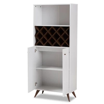 Baxton Studio Serafino And Walnut Finished Wood Wine Cabinet White/Brown - BaxtonStudio 10 Baxton Studio Serafino And Walnut Finished Wood Wine Cabinet White/Brown - BaxtonStudio - Image 8