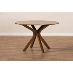 48" Kenji Wide Round Wood Dining Table Walnut - Baxton Studio -Baxton Studio GUEST e424572d 8275 4e65 9822 627b01c44245