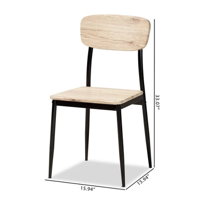 4pc Honore Wood And Metal Dining Chair Set Light Brown/Black - Baxton Studio 9 4pc Honore Wood And Metal Dining Chair Set Light Brown/Black - Baxton Studio - Image 7