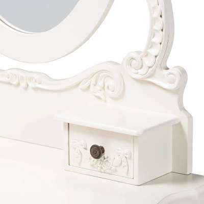 2pc Macsen Wood Vanity Set With Adjustable Mirror White - Baxton Studio 8 2pc Macsen Wood Vanity Set With Adjustable Mirror White - Baxton Studio - Image 6