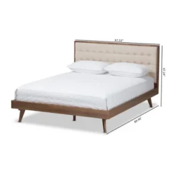 Soloman Mid - Century Modern Fabric And Walnut Finished Wood Platform Bed - Baxton Studio -Baxton Studio GUEST e520fb7a 316b 4663 8335 fdc6fdc505c7
