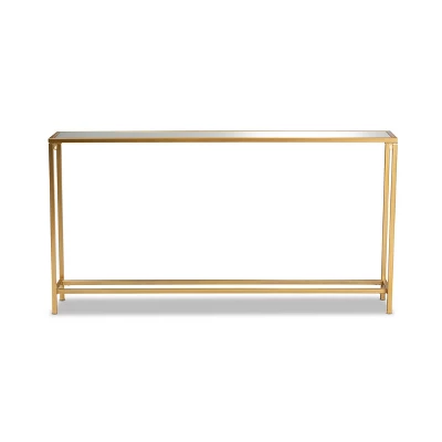 Alessa Glam Metal And Mirrored Glass Console Table Gold - Baxton Studio 5 Alessa Glam Metal And Mirrored Glass Console Table Gold - Baxton Studio - Image 3