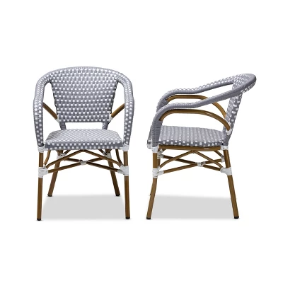Baxton Studio Set Of 2 Eliane Indoor And Outdoor Stackable Bistro Dining Chairs - BaxtonStudio 4 Baxton Studio Set Of 2 Eliane Indoor And Outdoor Stackable Bistro Dining Chairs - BaxtonStudio - Image 2