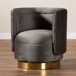Saffi Velvet Upholstered Swivel Accent Chair - Baxton Studio -Baxton Studio GUEST e5dd005f 2f0d 4a8e b01b e72afb62eb91