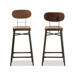 Set Of 2 Varek Bamboo And Rust Finished Steel Stackable Counter Height Barstools Brown - Baxton Studio -Baxton Studio GUEST e64e6506 9b2c 4d9f bf18 cdddfb098570