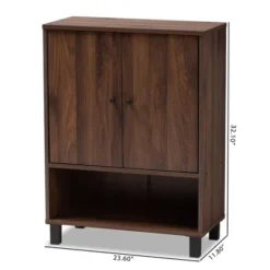 Rossin Walnut Finished 2 Door Wood Entryway Shoe Storage Cabinet Brown - Baxton Studio -Baxton Studio GUEST e68494c1 314c 4210 8a0a 92e240a7e3b1