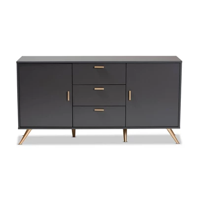 Kelson Wood 2 Door Sideboard Buffet Dark Gray/Gold - Baxton Studio 4 Kelson Wood 2 Door Sideboard Buffet Dark Gray/Gold - Baxton Studio - Image 2