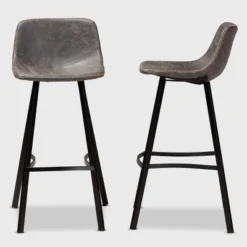 Set Of 2 Tani Faux Leather Upholstered Metal Barstools Gray/Black - Baxton Studio 9 Set Of 2 Tani Faux Leather Upholstered Metal Barstools Gray/Black - Baxton Studio -Baxton Studio GUEST e6f16056 540b 4318 bb03 62f6242a3486