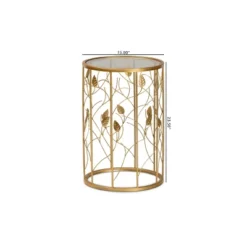 Anaya Glam Brushed Metal And Glass Leaf Accent End Table Gold - Baxton Studio -Baxton Studio GUEST e7132e9a e691 4035 9632 80426faf13ad