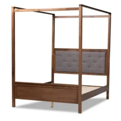Natasha Fabric Upholstered Wood Platform Canopy Bed Gray/Walnut Brown - Baxton Studio -Baxton Studio GUEST e71a077e 7af5 4c65 acf5 f366170181bb