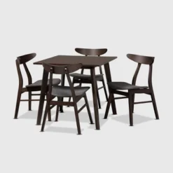 5pc Britte Fabric Upholstered Wood Dining Set - Baxton Studio -Baxton Studio GUEST e7c30260 1941 4d54 afbe 1a5e34dd6914