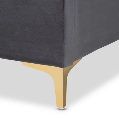 Fabrico Velvet Fabric Upholstered And Metal Platform Bed - Baxton Studio 7 Fabrico Velvet Fabric Upholstered And Metal Platform Bed - Baxton Studio - Image 5