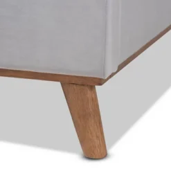 King Adelie Velvet Wingback Platform Bed Light Gray/Walnut - Baxton Studio -Baxton Studio GUEST e8158616 b724 44ca ade0 e6d1f03b6112