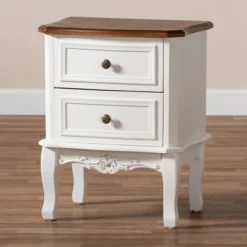 2 Drawer Darlene Wood Nightstand White/Cherry Brown - Baxton Studio -Baxton Studio GUEST e86707a3 b65d 412b 98b8 0f5f9c77bfd0