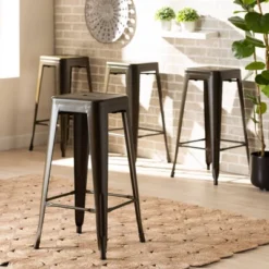 4pc Horton Gunmetal Metal Stackable Barstool Set Gun Metal - Baxton Studio 13 4pc Horton Gunmetal Metal Stackable Barstool Set Gun Metal - Baxton Studio -Baxton Studio GUEST e8eb6d0f e795 4711 90a0 f936b6e42977